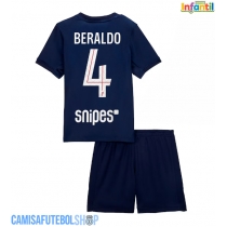 Camisa de time de futebol Paris Saint-Germain Lucas Beraldo #4 Replicas 1º Equipamento Infantil 2025-26 Manga Curta (+ Calças curtas)